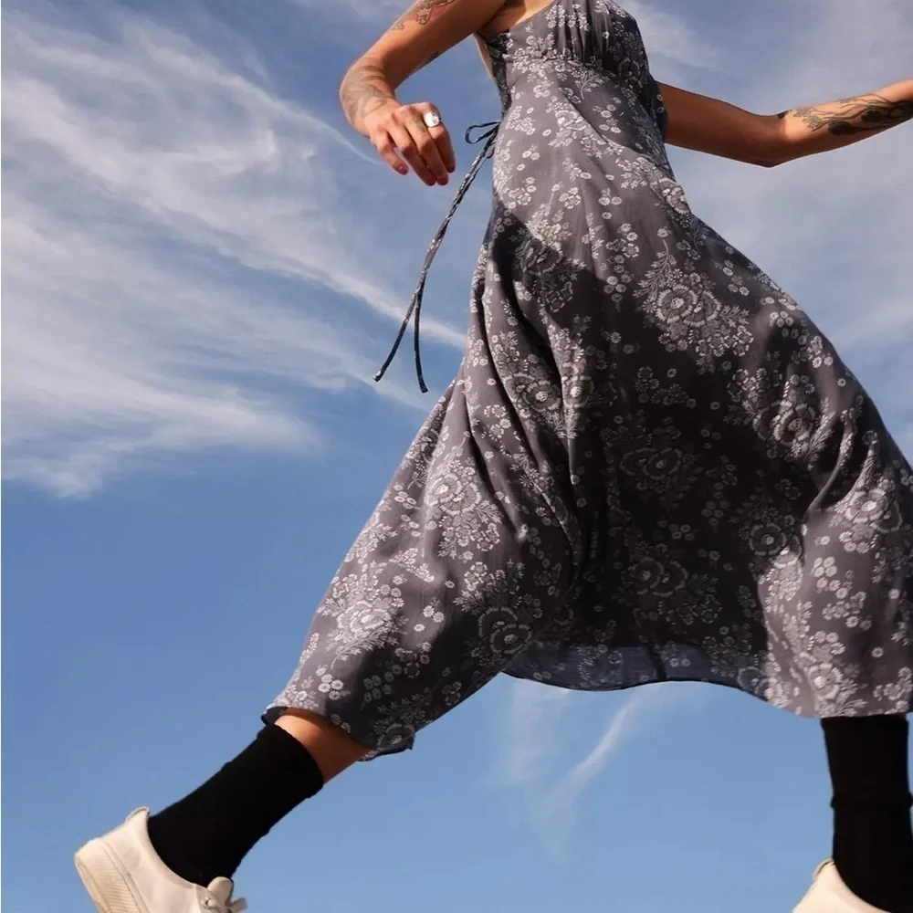 Madewell tie back button front midi dress archival floral